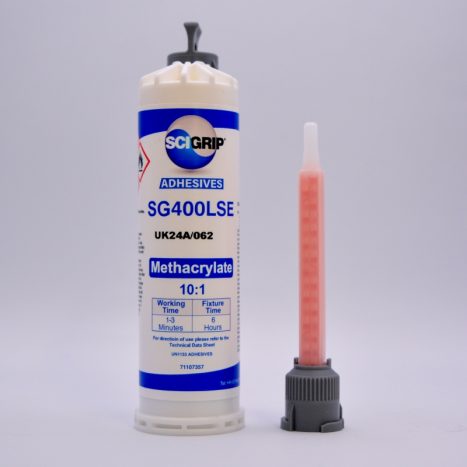 A cartridge of SCIGRIP SG300-05-50ML with a dispensing nozzle