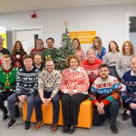 All of the Intertronics people in the main office festive enough to wear a Christmas jumper