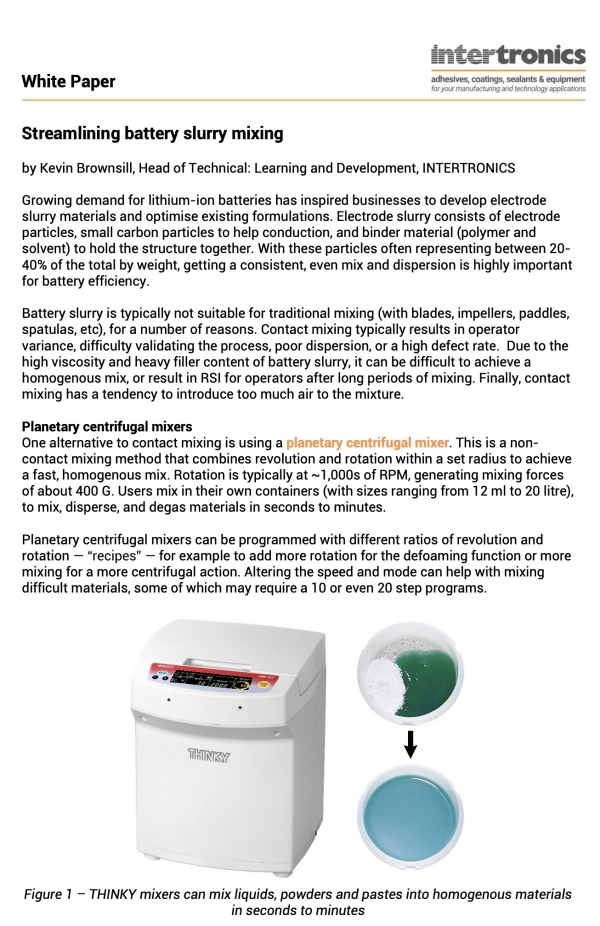 White Paper: Streamlining battery slurry mixing