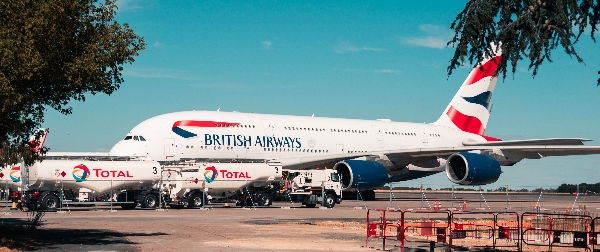 airplane being refuelled