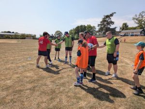 Rugby players shaking hands